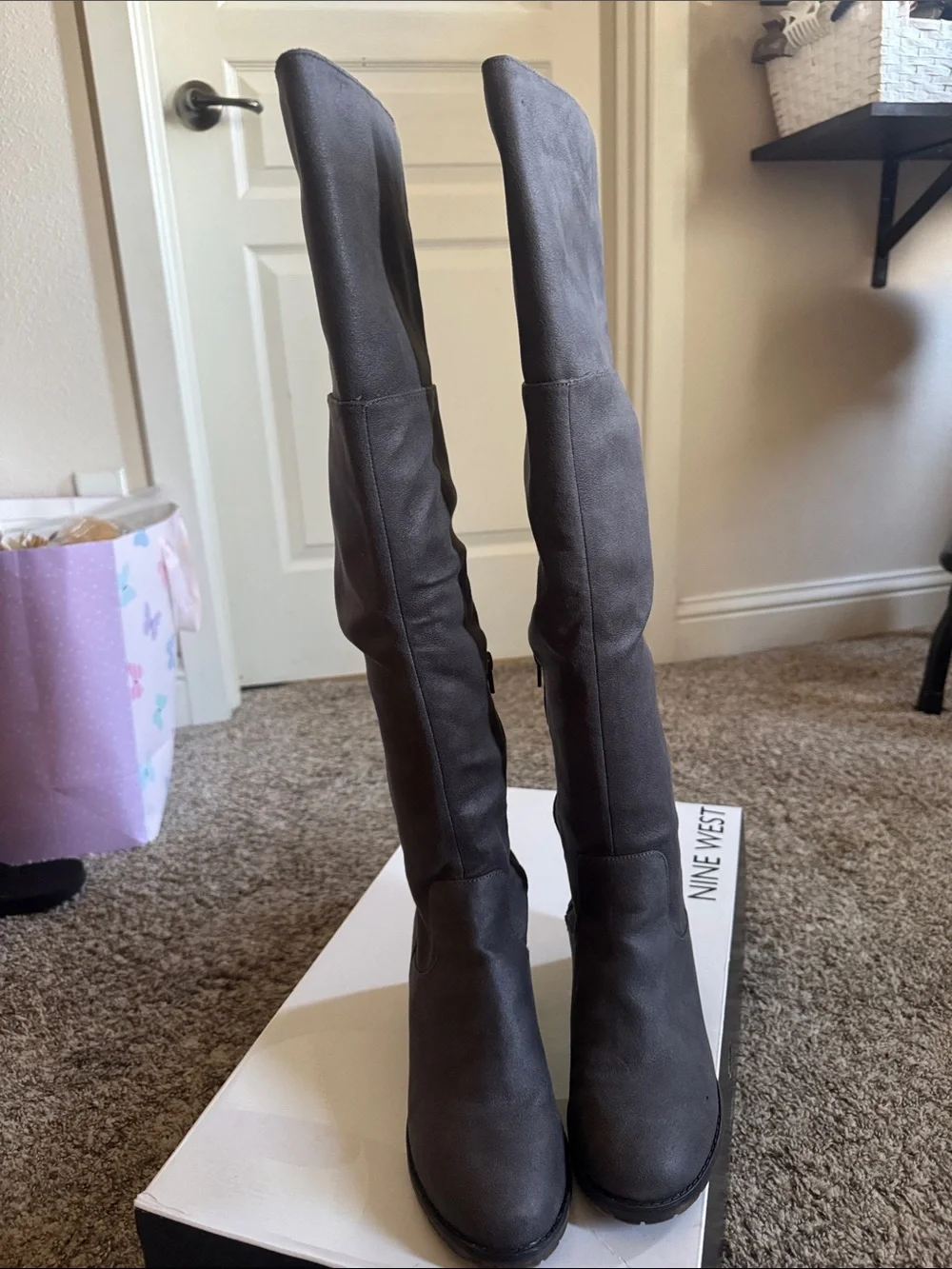 Rampage Over-the-Knee Heeled Boots - Gray
